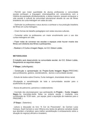 Projjeto curta metragem negra