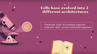 Cells have evolved into 2
different architectures
 