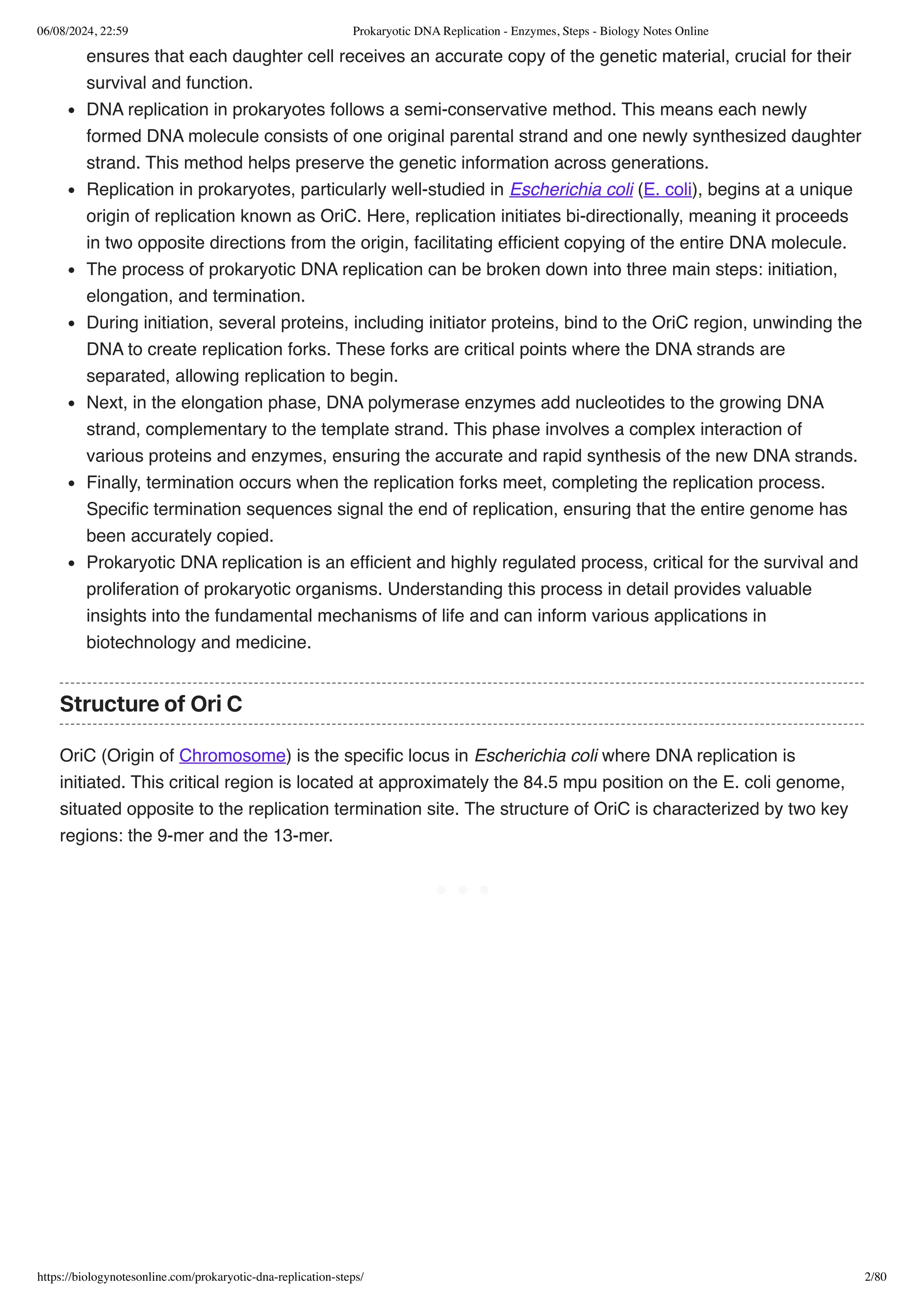 Prokaryotic DNA Replication - Enzymes, Steps - Biology Notes Online.pdf
