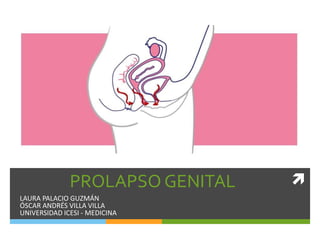 PROLAPSO GENITAL
LAURA PALACIO GUZMÁN
ÓSCAR ANDRÉS VILLA VILLA
UNIVERSIDAD ICESI - MEDICINA
 