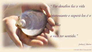 “ Ter desafios faz a vida
interessante e superá-los é o
que faz
a vida ter sentido.”
Joshua J. Marine
E. M. Jahir Ribeiro Guimarães/2015
 