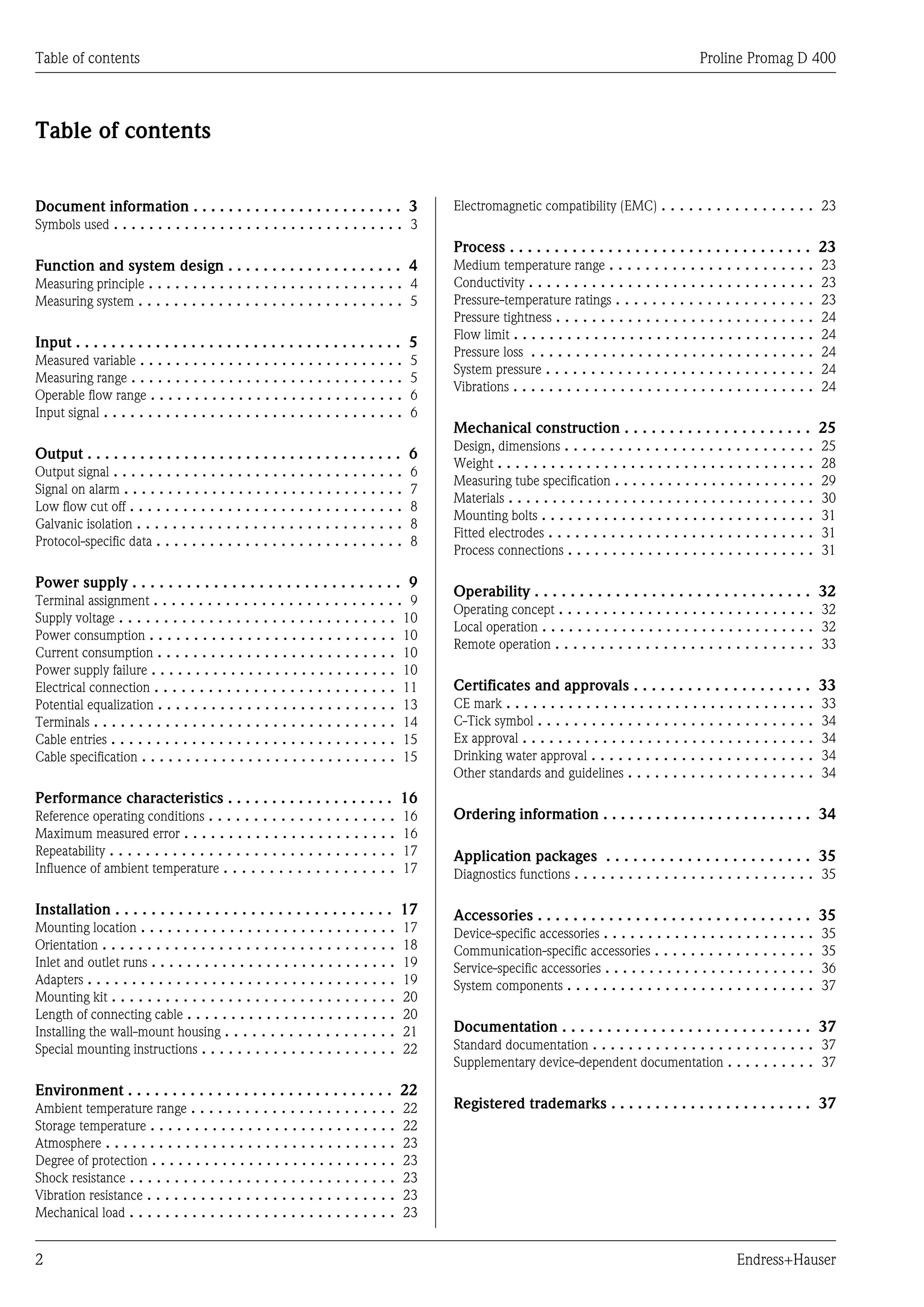Proline promag d 400 endress+hauser datasheet-electromagnetic flowmeter ...