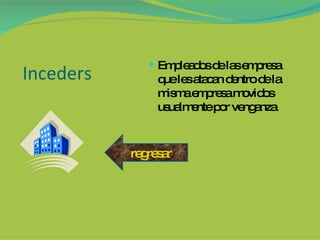 Inceders Empleados de las empresa que les atacan dentro de la misma empresa movidos usualmente por venganza regresar 