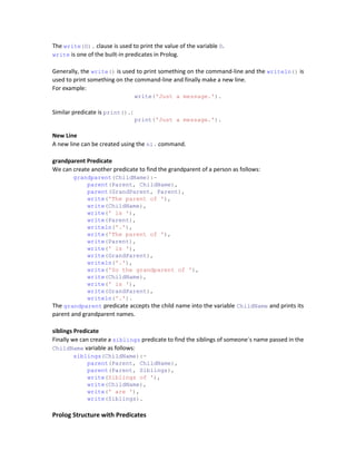 Introduction to Prolog (PROramming in LOGic) | PDF