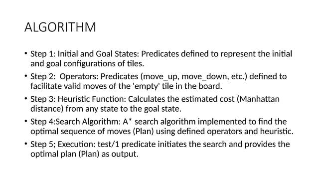8 puzzle problem in PROLOG programming Language | PPT
