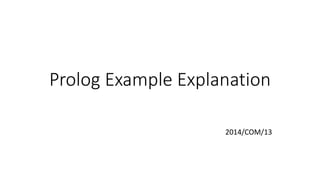 Prolog Example Explanation
2014/COM/13
 