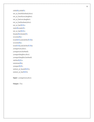 Lab report for Prolog program in artificial intelligence. | PDF