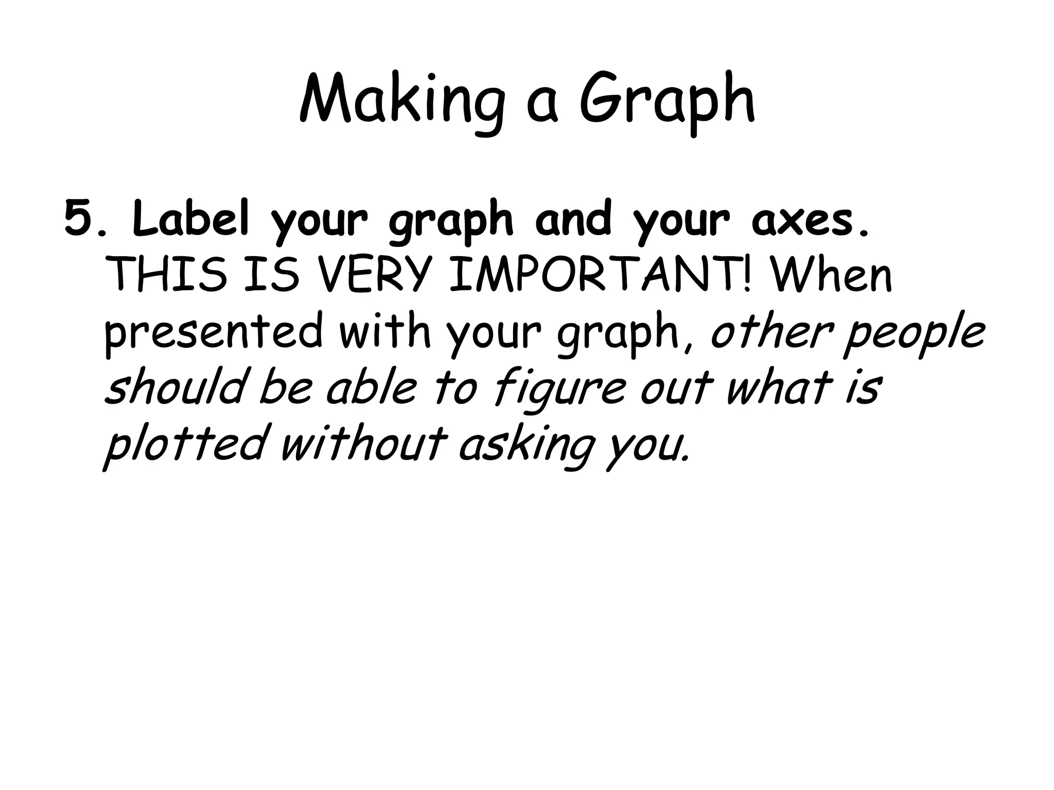 Making a Graph3. The independent variable (time, in this case) will go on the x-axis (the one parallel to the bottom of the page), and the dependent variable (position, in this case) will go on the y-axis (parallel to the left hand side of the page). So, draw axes that are big enough for all the data. 