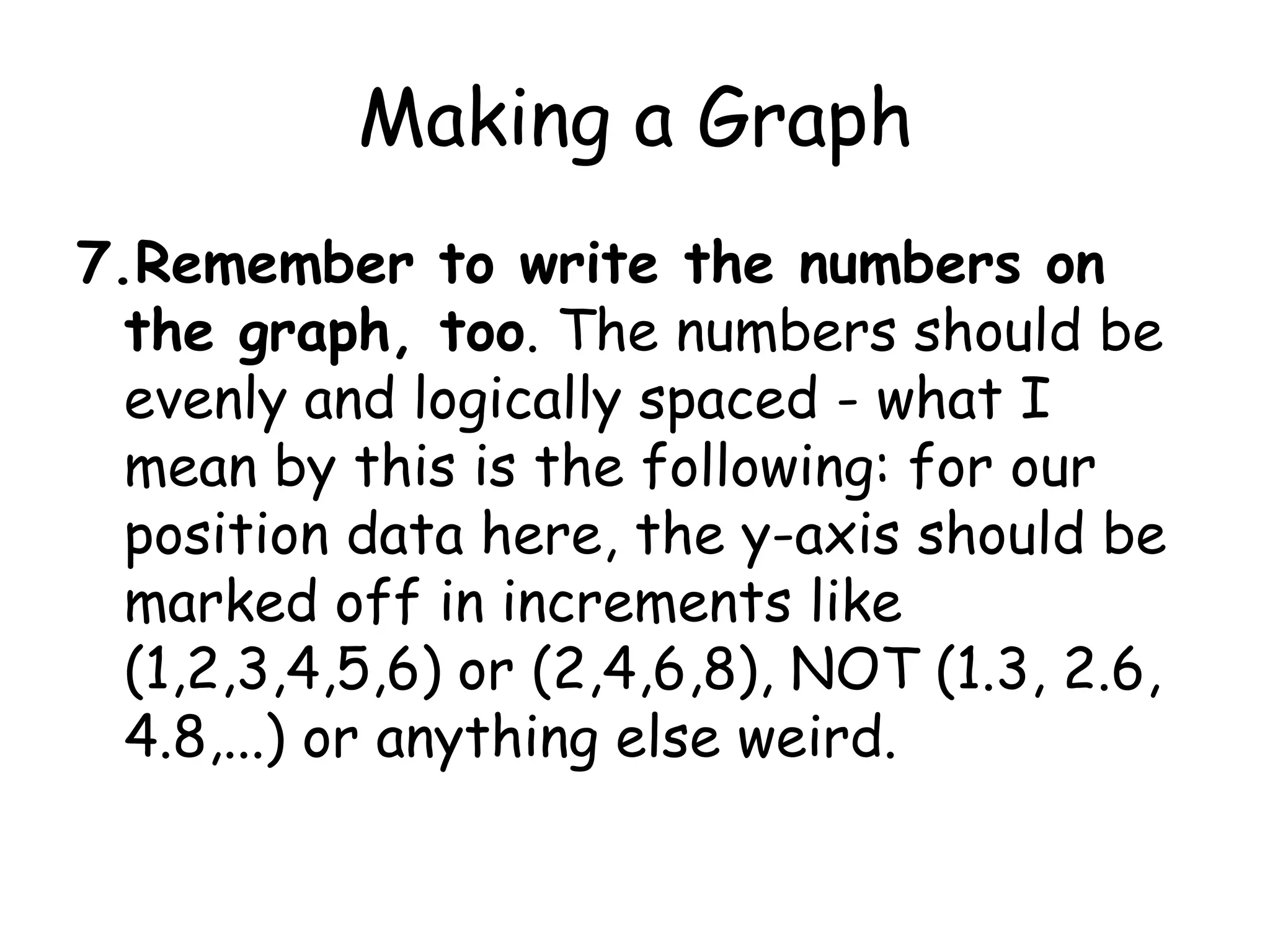 Making a Graph5. Label your graph and your axes. THIS IS VERY IMPORTANT! When presented with your graph, other people should be able to figure out what is plotted without asking you. 