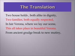 Prologue to Romeo and Juliet | PPT