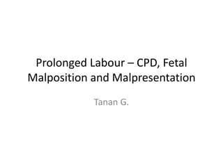 Prolonged Labour – CPD, Fetal
Malposition and Malpresentation
Tanan G.
 
