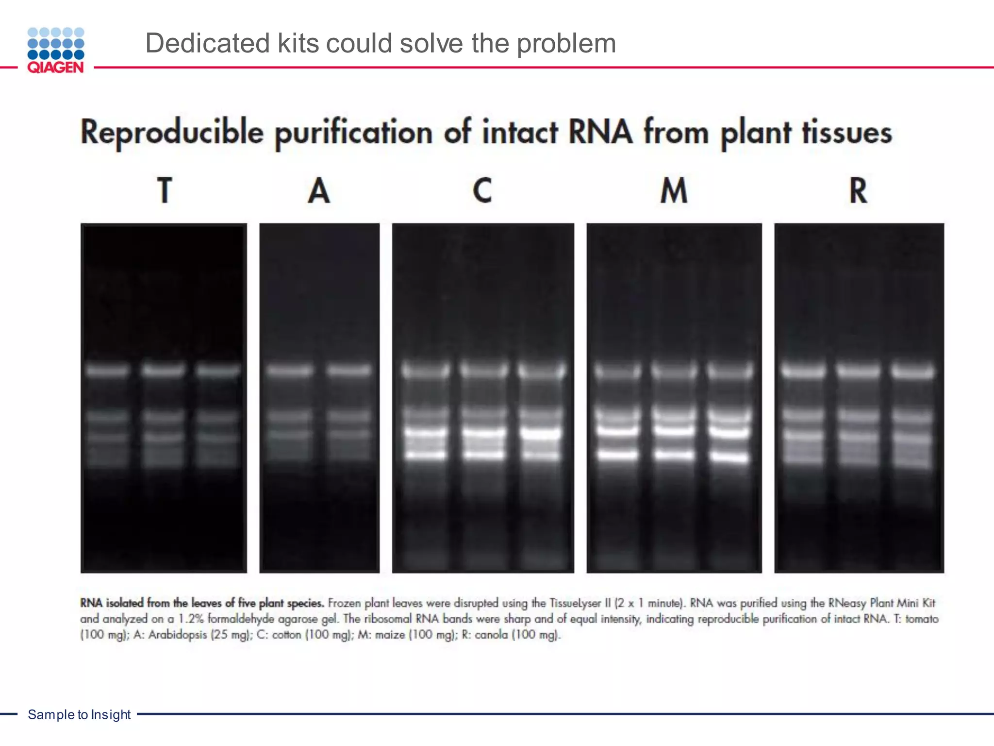 Sample to Insight
Dedicated kits could solve the problem
 