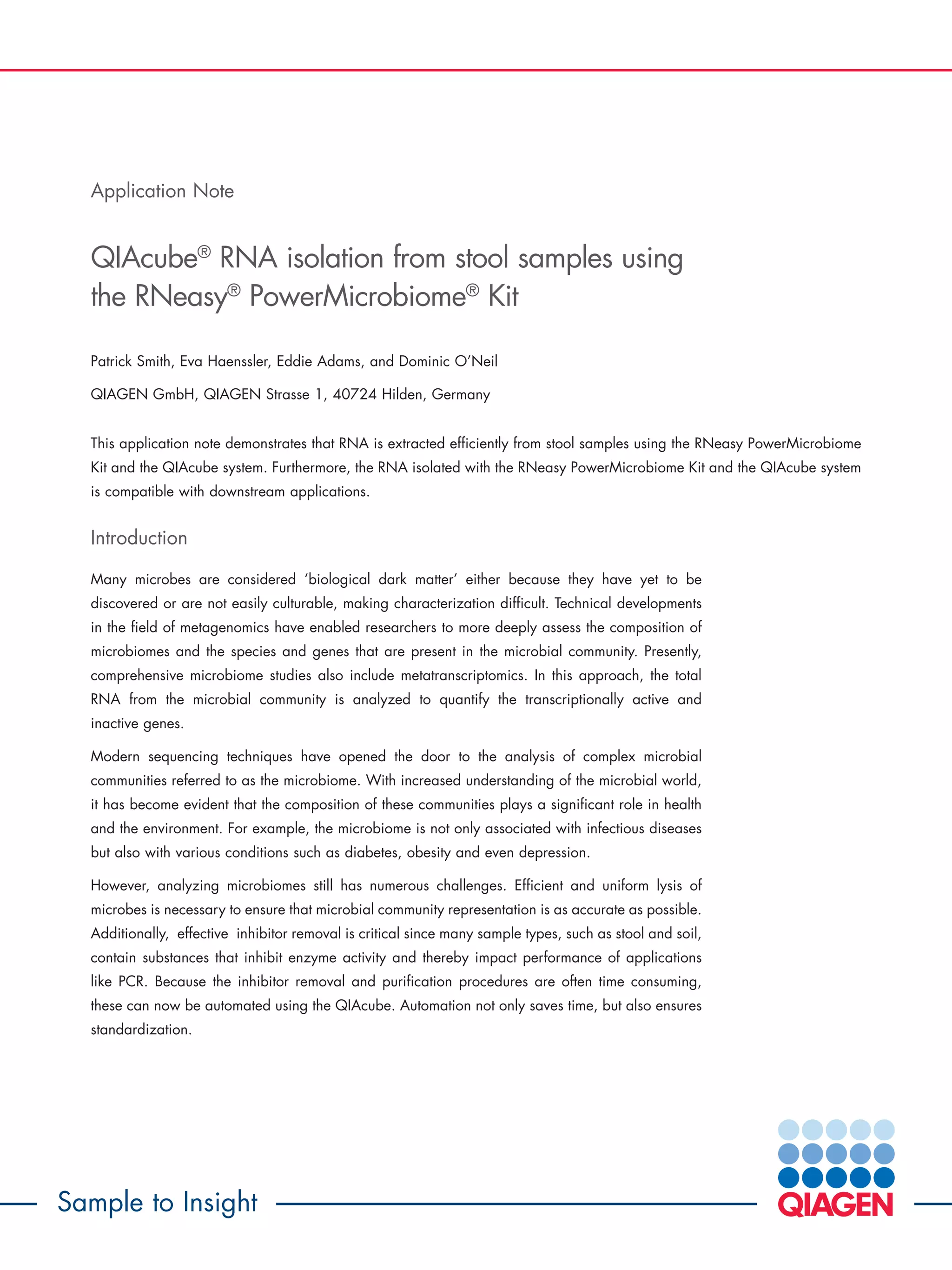 QIAcube® RNA isolation from stool samples using the RNeasy