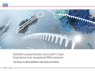 Sample to Insight
QIAGEN Locked Nucleic Acid (LNA®) Tools
Experience truly exceptional RNA research
The Power of LNA & QIAGEN‘s LNA Enhanced Portfolio
 