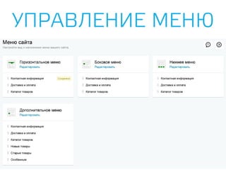 УПРАВЛЕНИЕ МЕНЮ
 