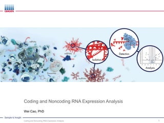 Sample to Insight
Coding and Noncoding RNA Expression Analysis
Coding and NoncodingRNA Expression Analysis 1
Wei Cao, PhD
 