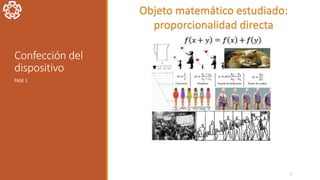 Confección del
dispositivo
FASE 1
Objeto matemático estudiado:
proporcionalidad directa
7
 