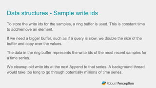 Data structures - Sample write ids
To store the write ids for the samples, a ring buffer is used. This is constant time
to...