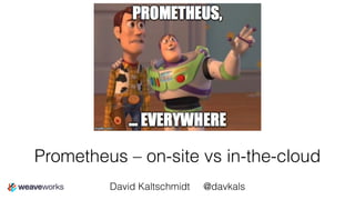 Prometheus – on-site vs in-the-cloud
David Kaltschmidt @davkals
 