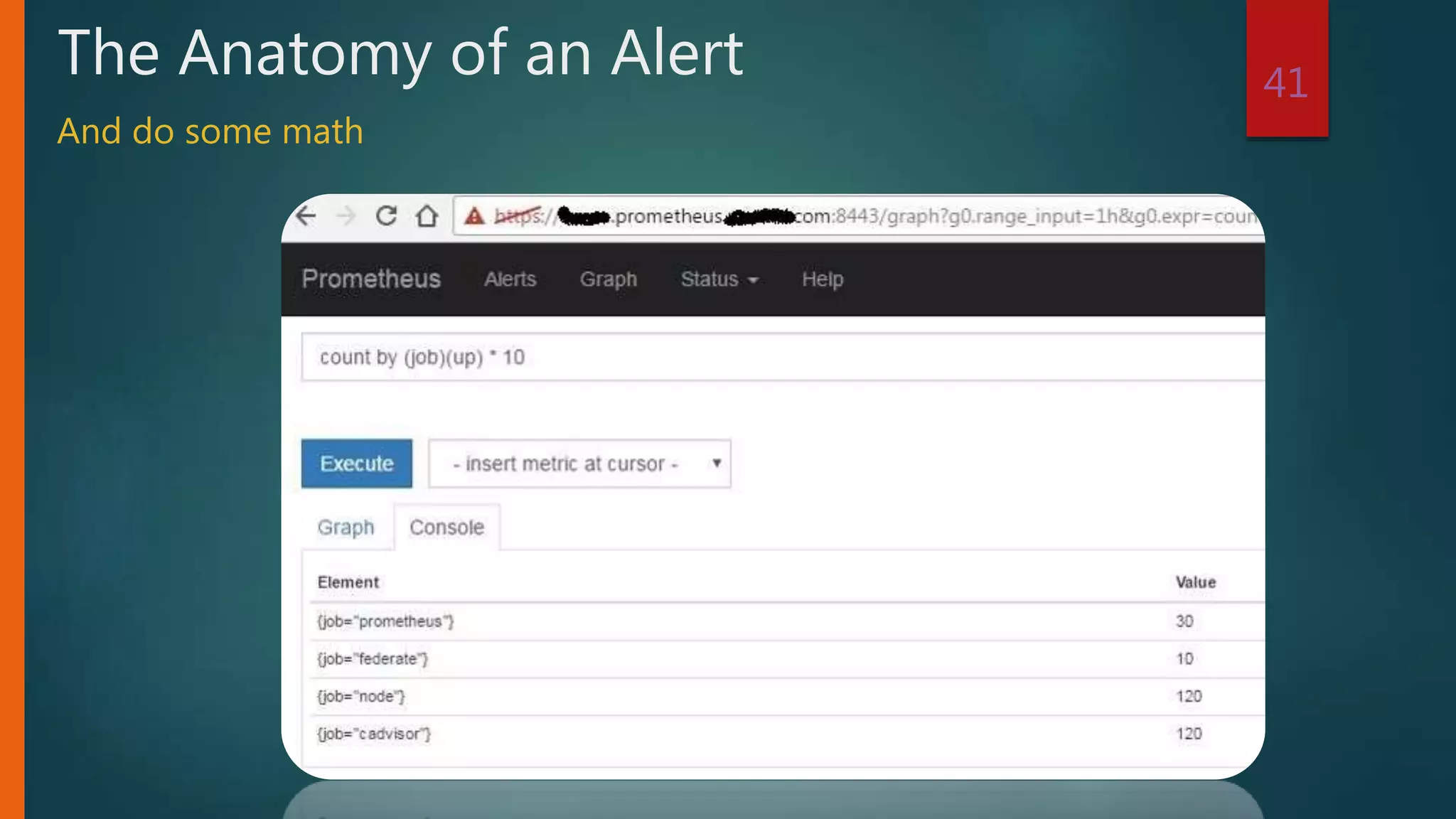 41
The Anatomy of an Alert
And do some math
 