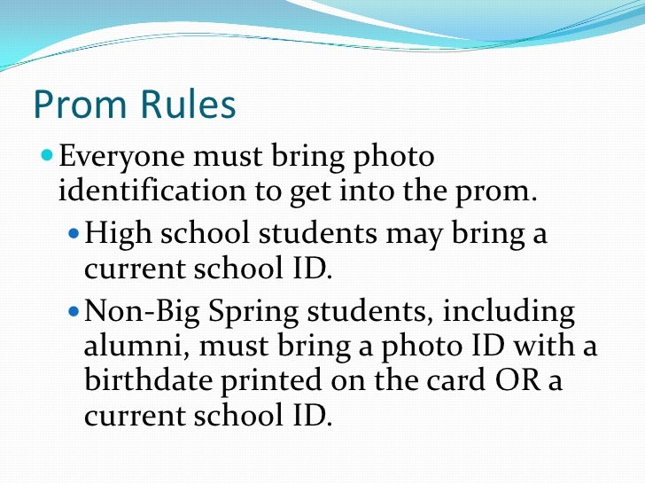 Prom guidelines