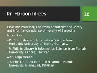 Prominent lis professionals in pakistan | PPTX