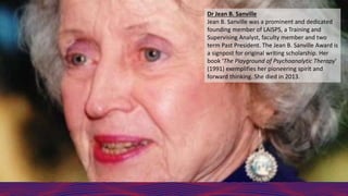 Dr Jean B. Sanville
Jean B. Sanville was a prominent and dedicated
founding member of LAISPS, a Training and
Supervising A...