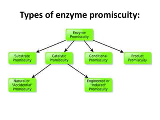 Types of enzyme promiscuity:
 