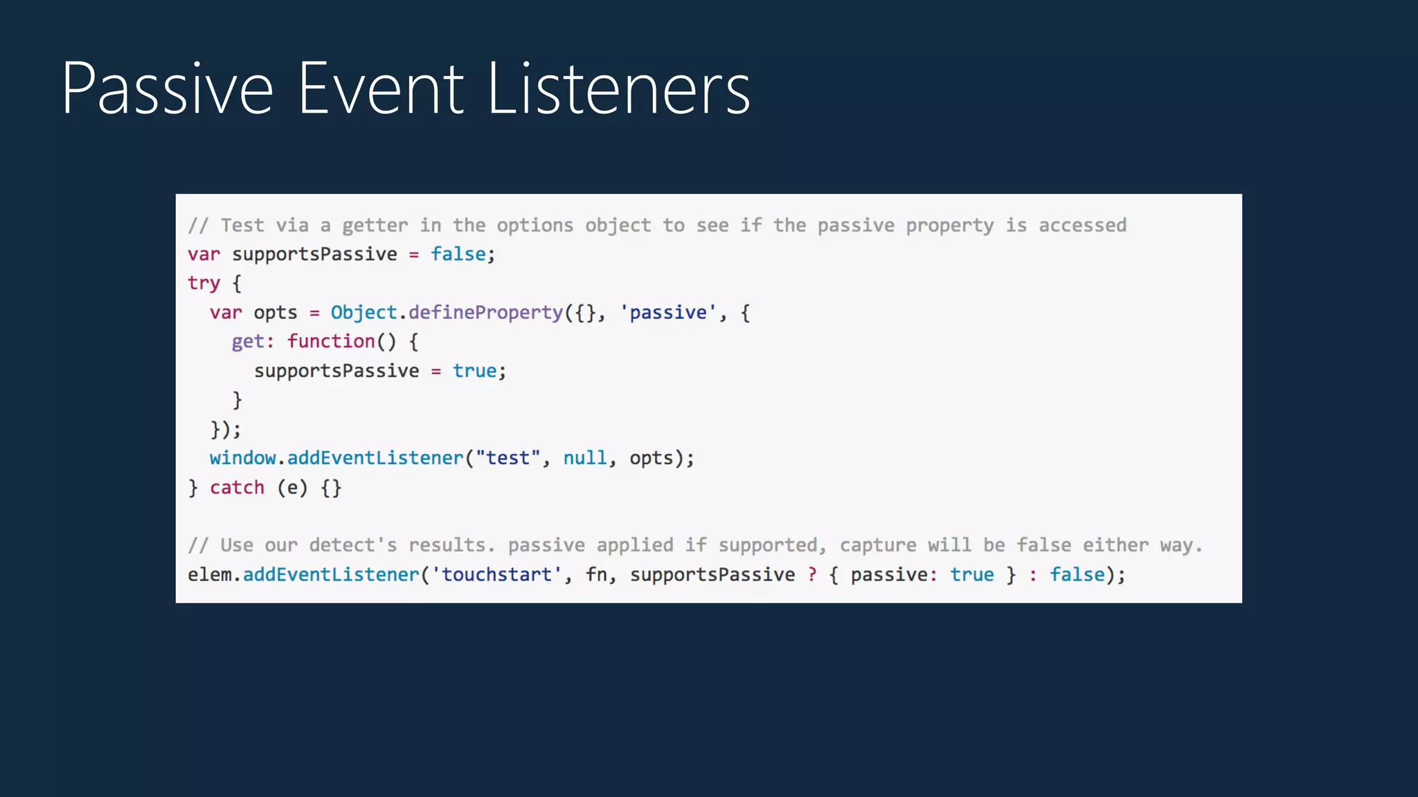 Passive Event Listeners
 