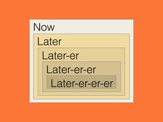 Now
Later
Later-er
Later-er-er
Later-er-er-er
 