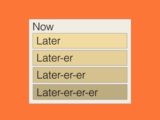Now
Later
Later-er
Later-er-er
Later-er-er-er
 