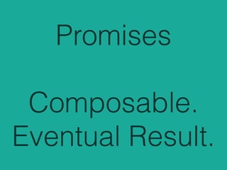 Promises
!
Composable.
Eventual Result.
 