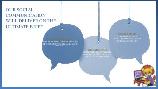 RAISE AWARENESS
ON PICKY EATING, THE KEY SIGNS,THE
HEALTH CONSEQUENCES, AND HOW TO
MANAGE IT.
ENGAGE MUMS
WITH THE HELPFUL OF
ACTIVITIES, CONTESTS (FUNNY
EATING MOMENTS ETC.
EDUCATE MUMS
WITH TIPS OF HEALTHY RECIPES,
HEALTHY EATING HABITS,AND
BEHAVIOR MANAGEMENT
OUR SOCIAL
COMMUNICATION
WILL DELIVER ON THE
ULTIMATE BRIEF
 