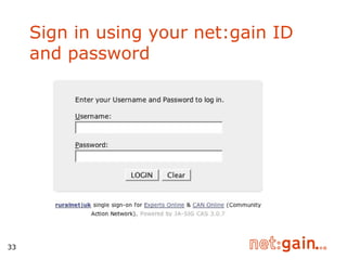 Sign in using your net:gain ID and password 