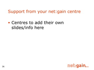 Support from your net:gain centre Centres to add their own slides/info here 
