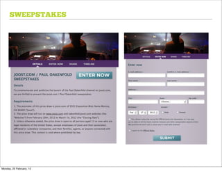 SWEEPSTAKES




Monday, 20 February, 12
 