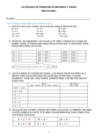 1
ACTIVIDADES DE PROMOCIÓN ACOMPAÑADA 3° GRADO
-MES DE ABRIL-
ALUMNO:_____________________________________________________...