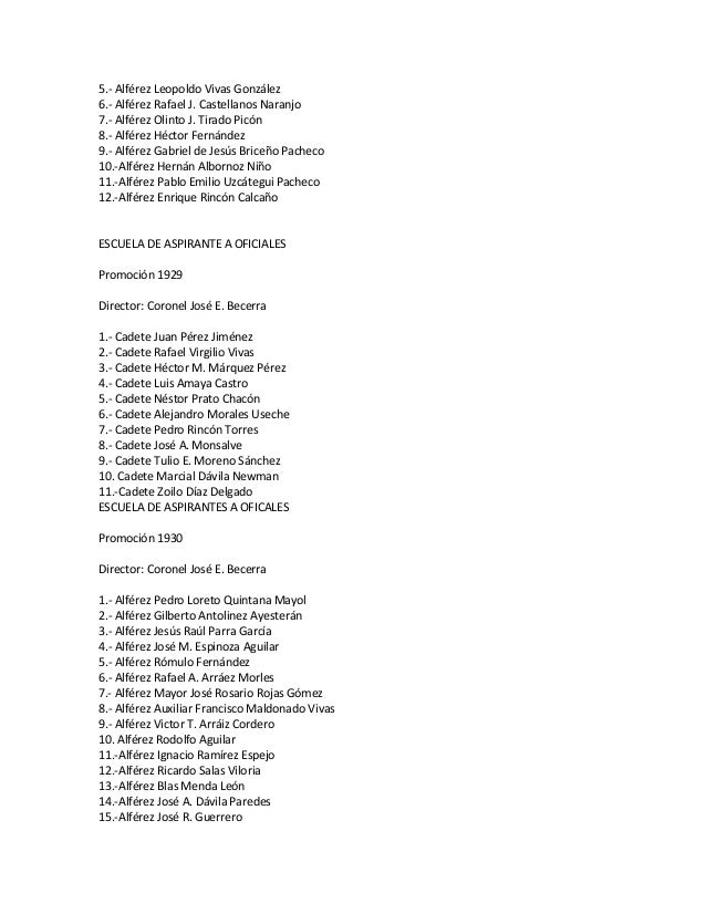 Promociones de oficales graduados JOSE AMERICO RUIZ ZERPA