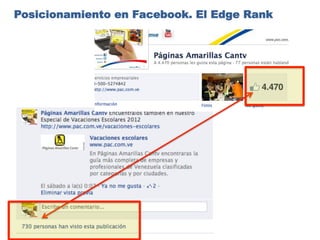 Posicionamiento en Facebook. El Edge Rank
 
