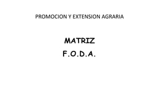 MATRIZ
F.O.D.A.
PROMOCION Y EXTENSION AGRARIA
 