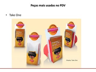 Comunicação com o Mercado
Peças mais usadas no PDV
• Take One
 