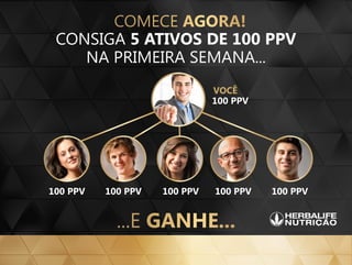 COMECE AGORA!
...e ganhe...
CONSIGA 5 ATIVOS DE 100 PPV
NA PRIMEIRA SEMANA...
100 PPV 100 PPV 100 PPV
100 PPV
você
100 PPV 100 PPV
 