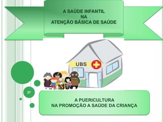 A SAÚDE INFANTIL
NA
ATENÇÃO BÁSICA DE SAÚDE
A PUERICULTURA
NA PROMOÇÃO A SAÚDE DA CRIANÇA
27
 