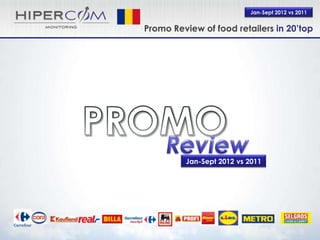 Jan-Sept 2012 vs 2011


Promo Review of food retailers in 20’top




         Jan-Sept 2012 vs 2011
 