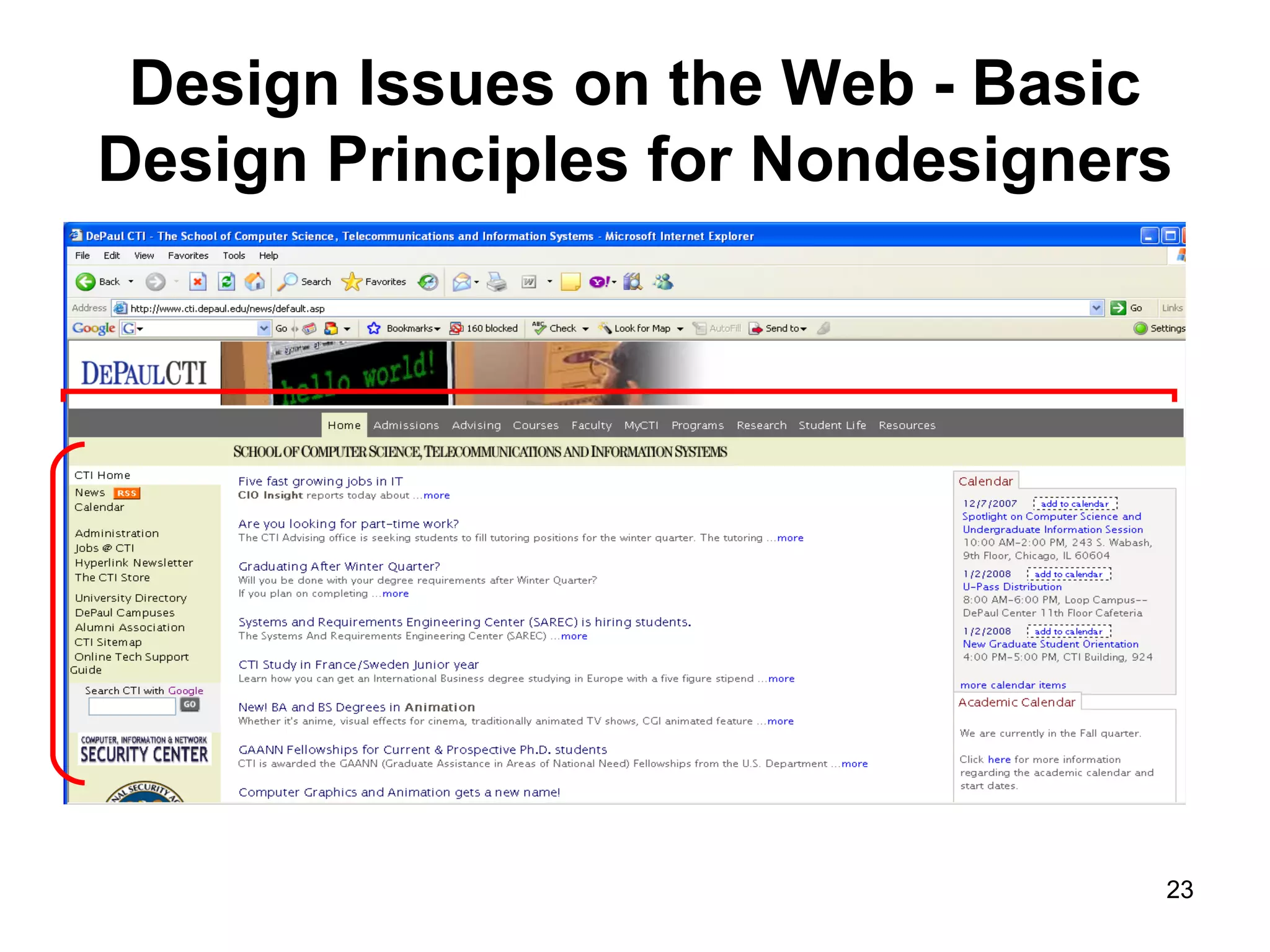 Design Issues on the Web - Basic Design Principles for Nondesigners 