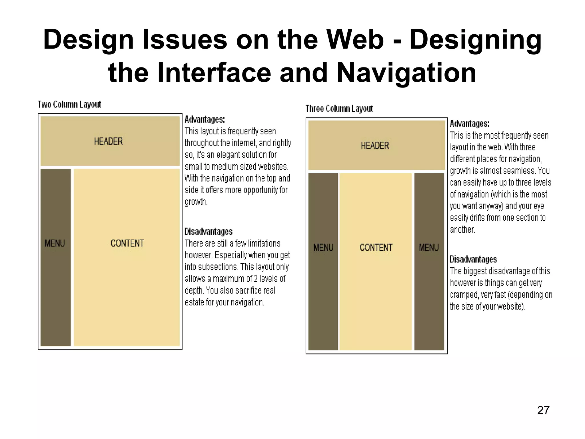 Design Issues on the Web - Designing the Interface and Navigation 
