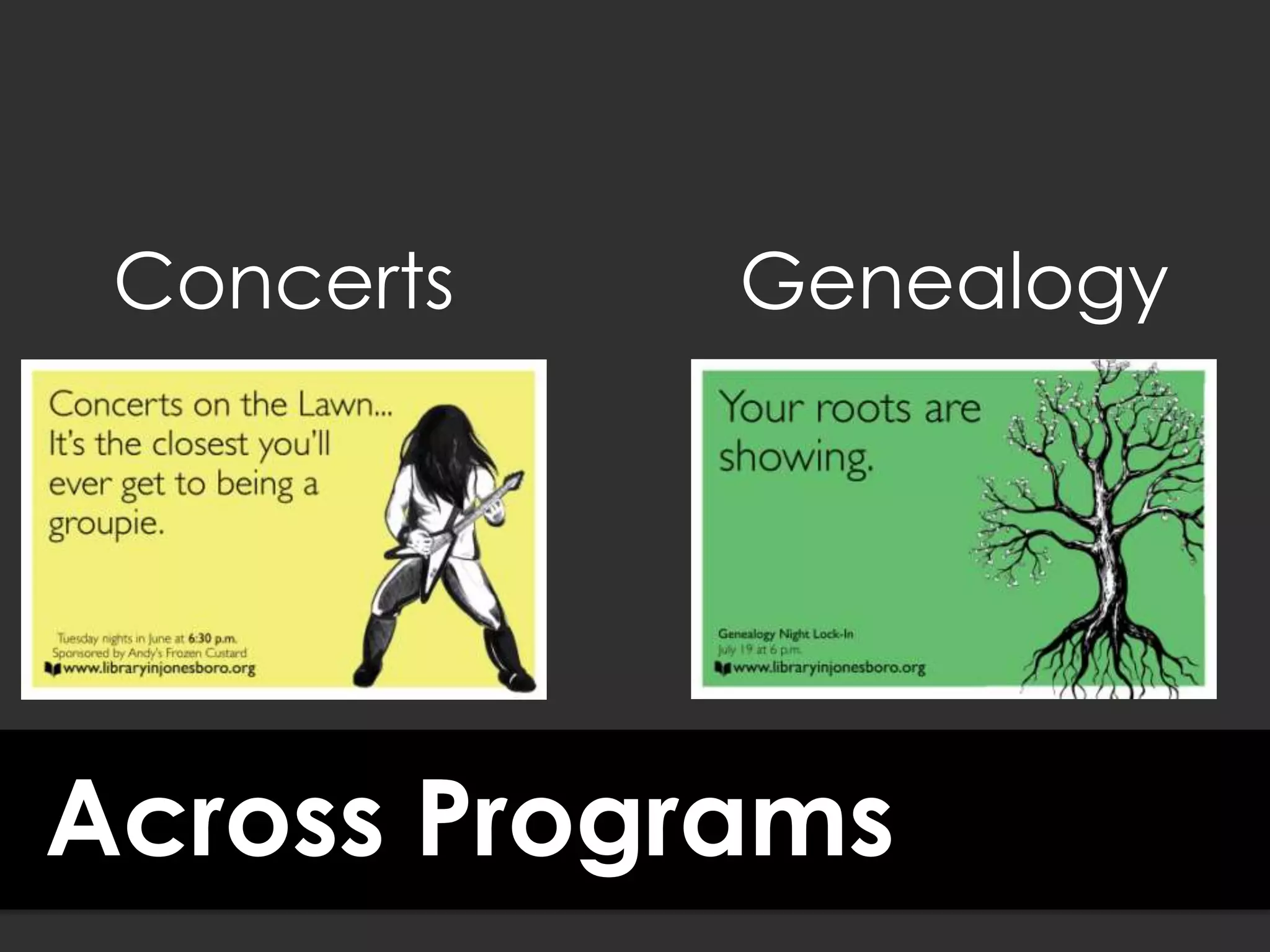 Across Programs
Concerts Genealogy
 