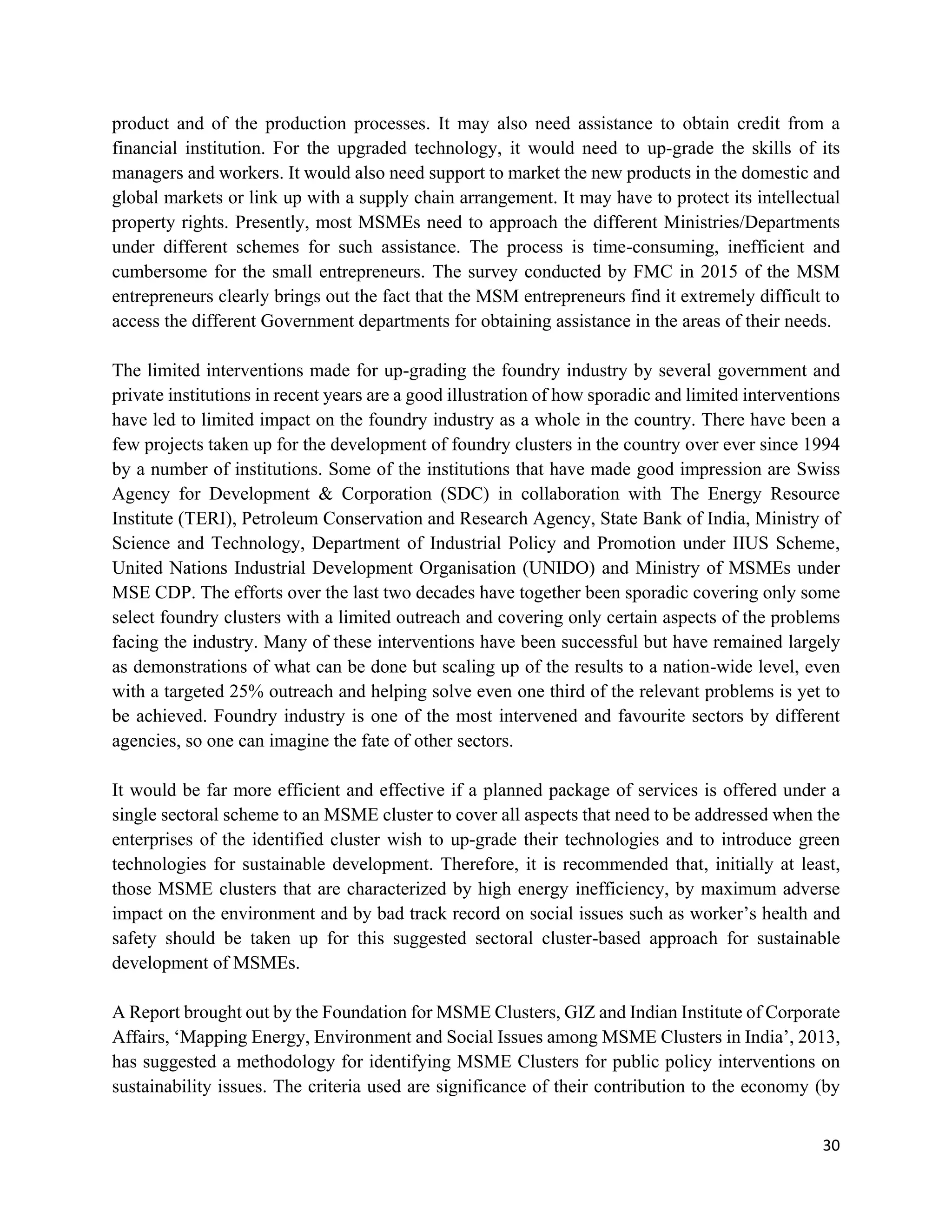 Promoting Sustainable Development of MSMEs - FMC | PDF