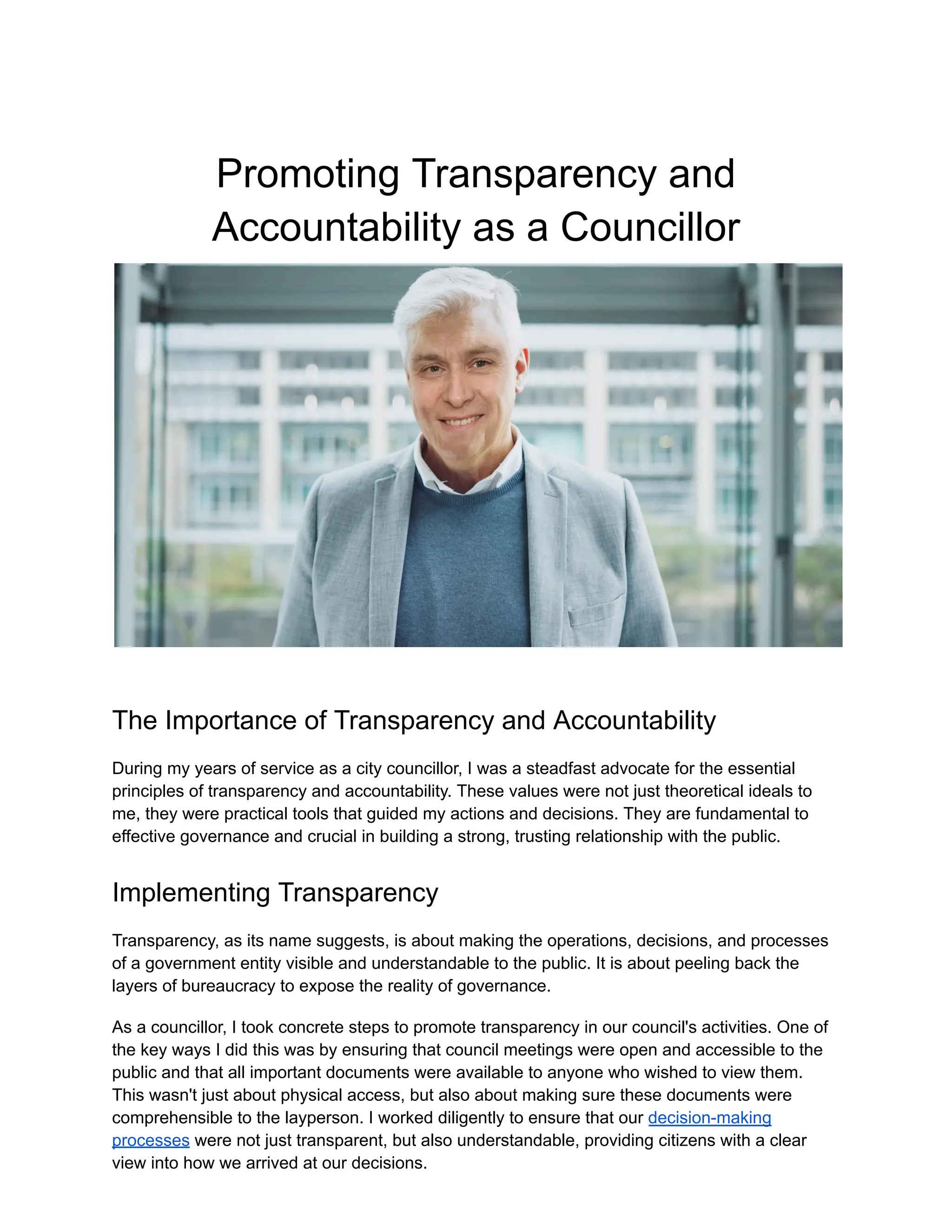 Promoting Transparency and Accountability as a Councillor | PDF