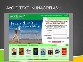 AVOID TEXT IN IMAGE/FLASH

 